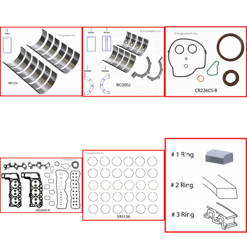 Enginetech RMCR226BP Engine ReMain Kit for 2005-2012 Dodge 3.7L V6 .040" Over Bore (3.700")