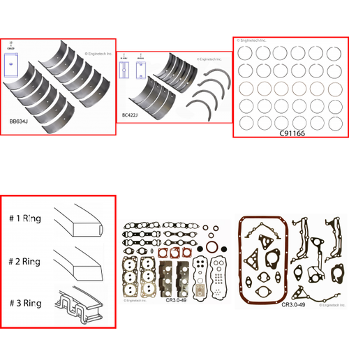 Enginetech RMCR3.0AP Engine ReMain Kit for 1992-2000 Dodge 3.0L V6 .040" Over Bore (3.625")