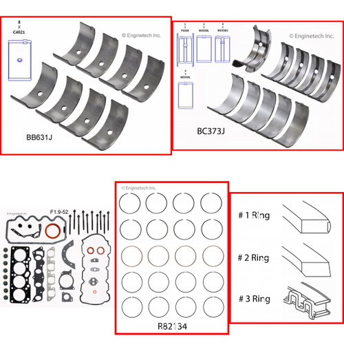 Enginetech RMF1.9EP Engine ReMain Kit for 1993-1996 Ford 1 1.9L 4-Cyl .040" Over Bore (3.270")