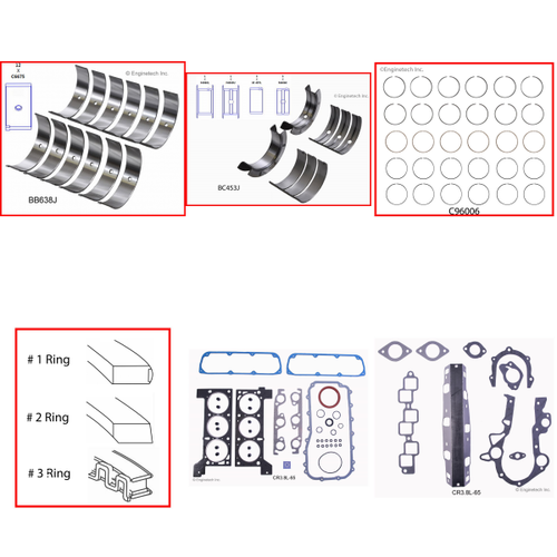 Enginetech RMCR3.8P Engine ReMain Kit for 1991-1999 Chrysler 3.8L V6 .030" Over Bore (3.810")