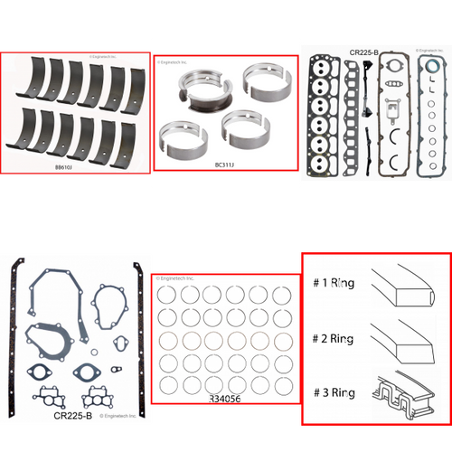 Enginetech RMCR225B Engine ReMain Kit for 1982-1987 Dodge 3.7L V6 .060" Over Bore (3.460")