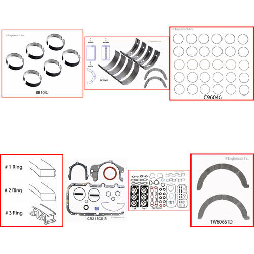 Enginetech RMCR215CP Engine ReMain Kit for 2003-2004 Chrysler 3.5L V6 .010" Over Bore (3.790")