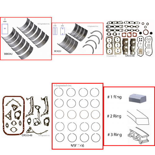 Enginetech RMCR3.0 Engine ReMain Kit for 1987-1993 Dodge 3.0L V6 Standard Bore (3.585")