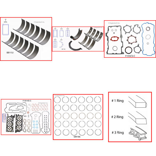 Enginetech RMF181CP Engine ReMain Kit for 2000-2001 Ford 181 3.0L V6 Standard Bore (3.505")