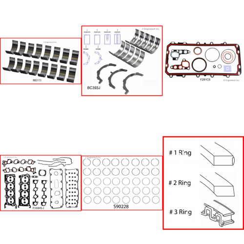 Enginetech RMF330FP Engine ReMain Kit for 2007-2009 Ford 330 5.4L V8 Standard Bore (3.550")