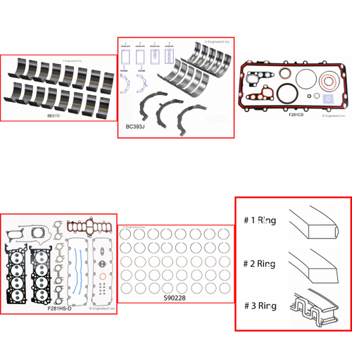 Enginetech RMF281DP Engine ReMain Kit for 1996-2000 Ford 281 4.6L V8 .030" Over Bore (3.580")