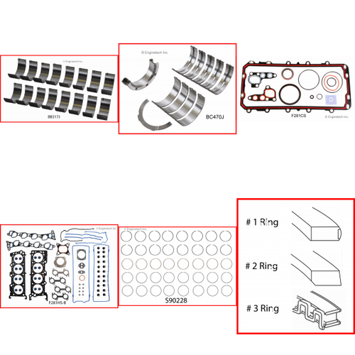 Enginetech RMF281FP Engine ReMain Kit for 1995-2000 Ford 281 4.6L V8 .030" Over Bore (3.580")