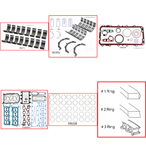Enginetech RMF330JP Engine ReMain Kit for 2001-2004 Ford 330 5.4L V8 .040" Over Bore (3.590")