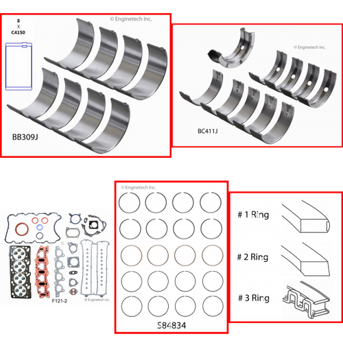 Enginetech RMF121EP Engine ReMain Kit for 1996-1997 Ford 121 2.0L 4-Cyl .030" Over Bore (3.370")