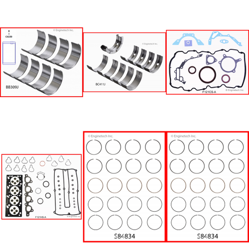 Enginetech RMF121FP Engine ReMain Kit for 1998-2003 Ford 121 2.0L 4-Cyl .030" Over Bore (3.370")