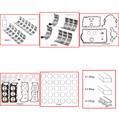 Enginetech RMF244EP Engine ReMain Kit for 2005-2010 Ford 244 4.0L V6 .020" Over Bore (3.975")