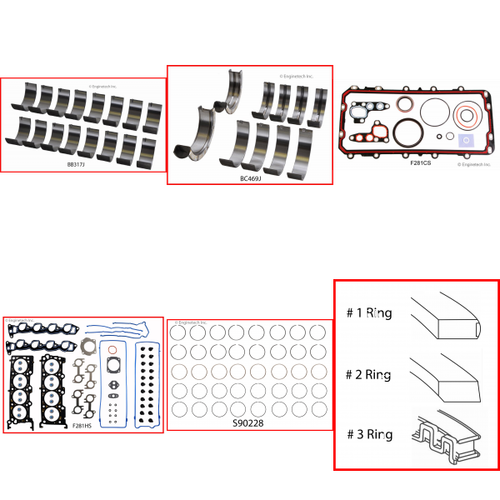 Enginetech RMF281P Engine ReMain Kit for 1991-1992 Lincoln 281 4.6L V8 .040" Over Bore (3.590")