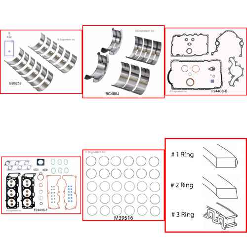 Enginetech RMF244FP Engine ReMain Kit for 2004-2004 Mazda 244 4.0L V6 Standard Bore (3.955")