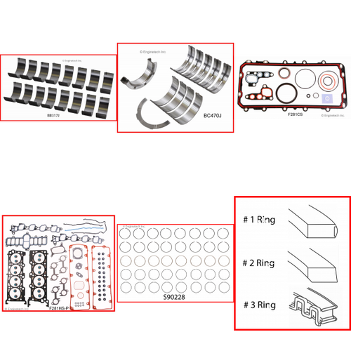 Enginetech RMF281PP Engine ReMain Kit for 2004-2004 Ford 281 4.6L V8 .020" Over Bore (3.570")