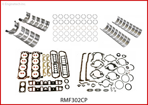 Enginetech RMF302CP Engine ReMain Kit for 1986-1995 Ford 302 5.0L V8 .060" Over Bore (4.060")