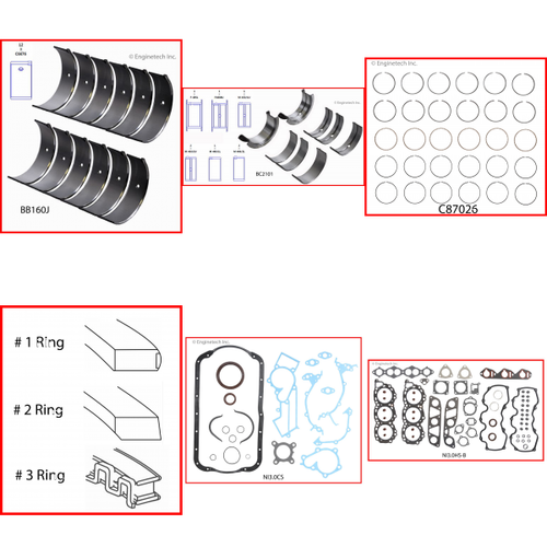 Enginetech RMF3.0AP Engine ReMain Kit for 1994-1998 Mercury 3 3.0L V6 .020" Over Bore (3.445")
