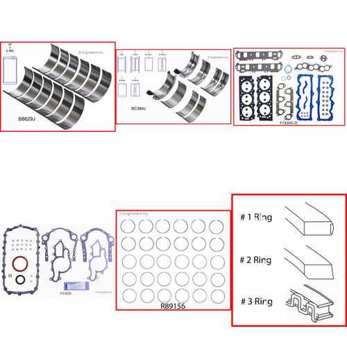 Enginetech RMF183Q Engine ReMain Kit for 1990-1991 Ford 183 3.0L V6 .030" Over Bore (3.535")
