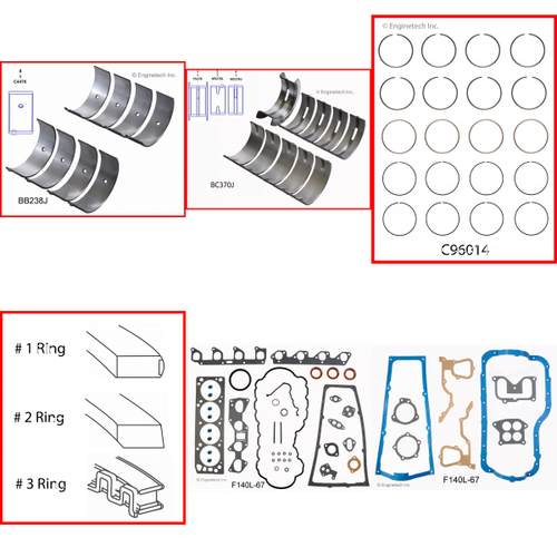 Enginetech RMF140EP Engine ReMain Kit for 1989-1992 Ford 140 2.3L 4-Cyl .040" Over Bore (3.820")