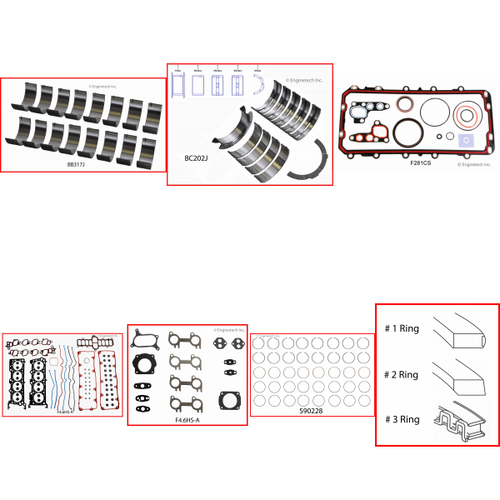 Enginetech RMF281RP Engine ReMain Kit for 2004-2008 Ford 281 4.6L V8 .020" Over Bore (3.570")