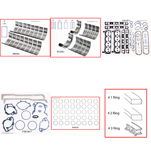 Enginetech RMF351WCP Engine ReMain Kit for 1983-1986 Ford 351 5.8L V8 .040" Over Bore (4.040")