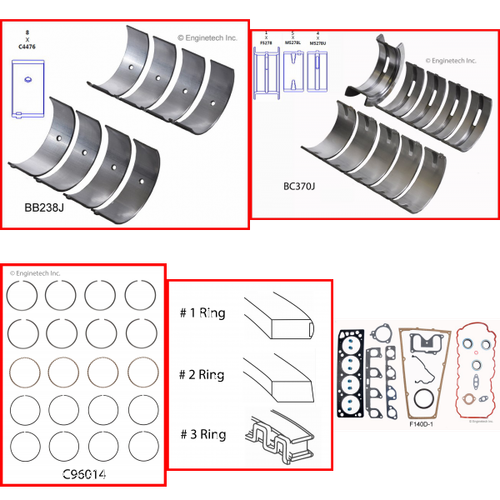 Enginetech RMF140FP Engine ReMain Kit for 1993-1994 Ford 140 2.3L 4-Cyl .040" Over Bore (3.820")