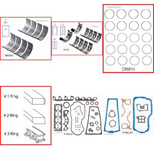 Enginetech RMF140DP Engine ReMain Kit for 1986-1989 Ford 140 2.3L 4-Cyl .030" Over Bore (3.810")