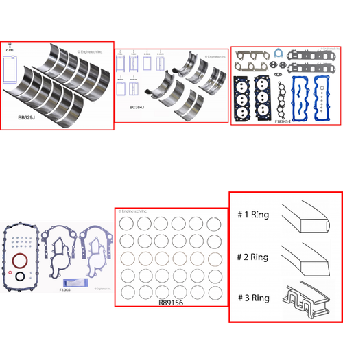 Enginetech RMF183J Engine ReMain Kit for 1990-1990 Ford 183 3.0L V6 Standard Bore (3.505")