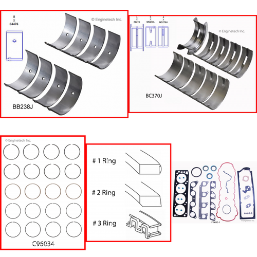 Enginetech RMF140GP Engine ReMain Kit for 1995-1997 Ford 140 2.3L 4-Cyl .040" Over Bore (3.820")