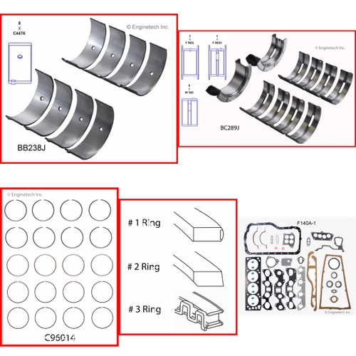Enginetech RMF140HP Engine ReMain Kit for 1987-1987 Ford 140 2.3L 4-Cyl Standard Bore (3.780")