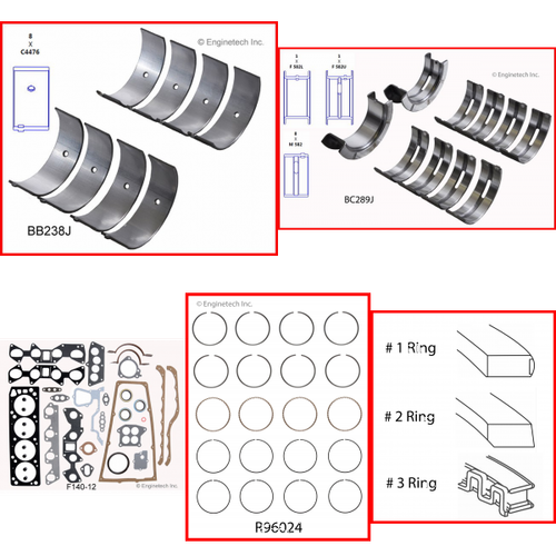 Enginetech RMF140B Engine ReMain Kit for 1981-1984 Ford 140 2.3L 4-Cyl .040" Over Bore (3.820")