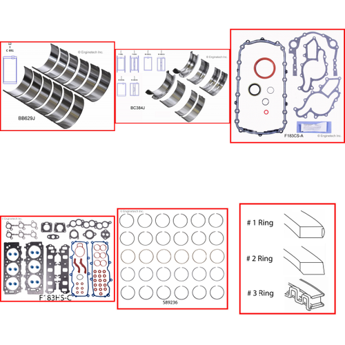 Enginetech RMF183GP Engine ReMain Kit for 2002-2008 Ford 183 3.0L V6 .020" Over Bore (3.525")
