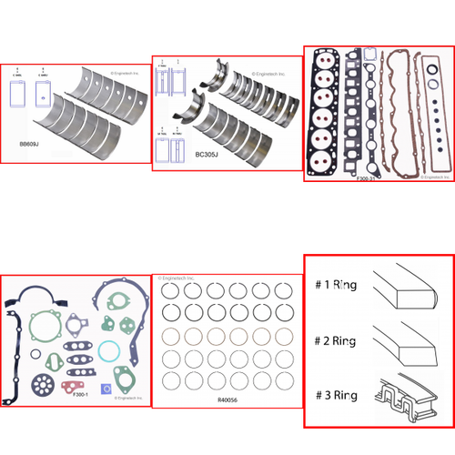 Enginetech RMF300 Engine ReMain Kit for 1968-1987 Ford 300 4.9L V6 .040" Over Bore (4.040")