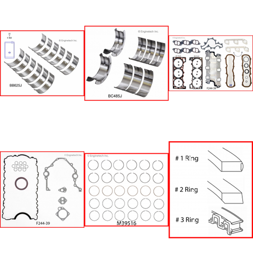 Enginetech RMF244P Engine ReMain Kit for 1990-1993 Ford 244 4.0L V6 .040" Over Bore (3.995")