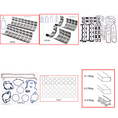 Enginetech RMF351WB Engine ReMain Kit for 1977-1983 Ford 351 5.8L V8 .020" Over Bore (4.020")