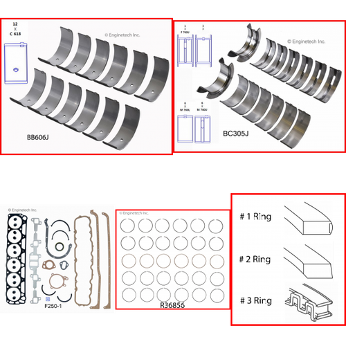 Enginetech RMF250 Engine ReMain Kit for 1969-1980 Ford 250 4.1L V6 .060" Over Bore (3.740")