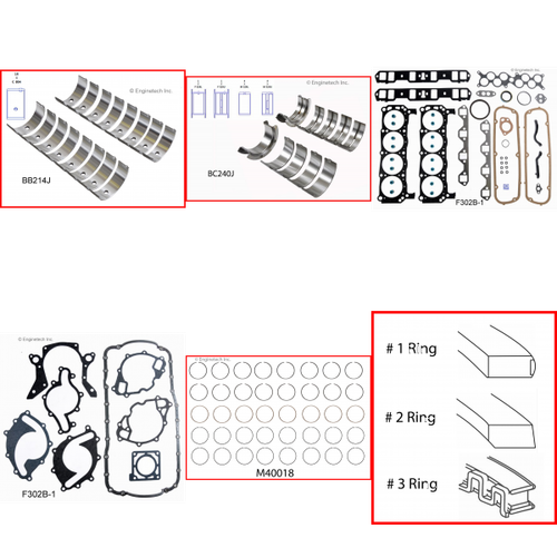 Enginetech RMF302HP Engine ReMain Kit for 1996-2001 Ford 302 5.0L V8 .060" Over Bore (4.060")