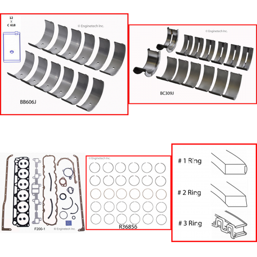 Enginetech RMF200 Engine ReMain Kit for 1963-1983 Ford 200 3.3L V6 .030" Over Bore (3.710")