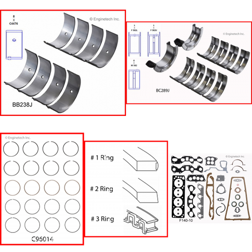Enginetech RMF140CP Engine ReMain Kit for 1985-1986 Ford 140 2.3L 4-Cyl .030" Over Bore (3.810")
