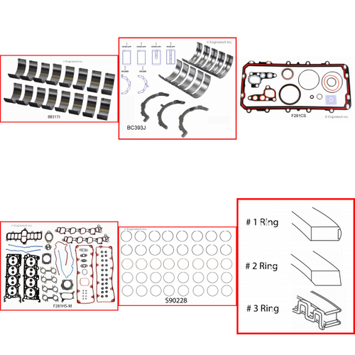 Enginetech RMF281NP Engine ReMain Kit for 2002-2004 Ford 281 4.6L V8 .040" Over Bore (3.590")