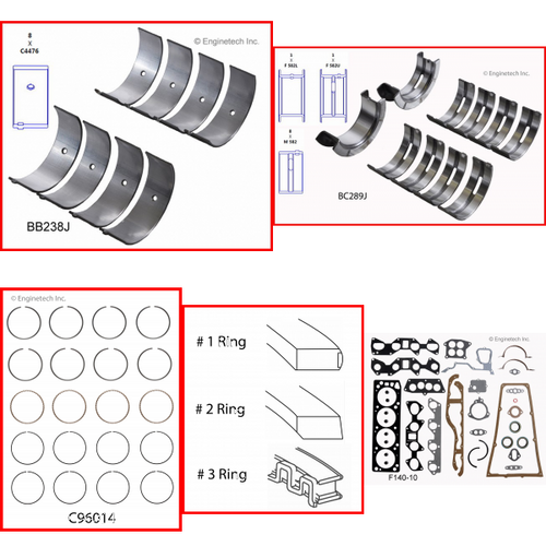 Enginetech RMF140CP Engine ReMain Kit for 1985-1986 Ford 140 2.3L 4-Cyl .040" Over Bore (3.820")