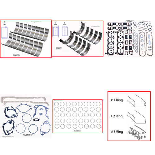 Enginetech RMF351WAP Engine ReMain Kit for 1969-1976 Ford 351 5.8L V8 .040" Over Bore (4.040")
