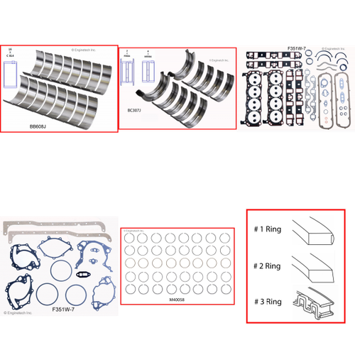Enginetech RMF351WAP Engine ReMain Kit for 1969-1976 Ford 351 5.8L V8 .060" Over Bore (4.060")