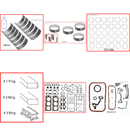 Enginetech RMMI3.0CP Engine ReMain Kit for 1991-1999 Mitsubishi 3.0L V6 .020" Over Bore (3.605")