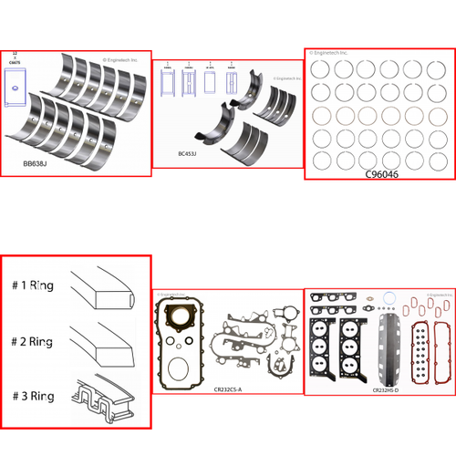 Enginetech RMJ232AP Engine ReMain Kit for 2007-2011 Jeep 232 3.8L V6 .010" Over Bore (3.790")