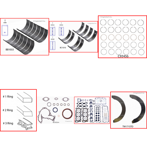 Enginetech RMIS3.5P Engine ReMain Kit for 1998-2002 Isuzu 3.5L V6 .020" Over Bore (3.695")