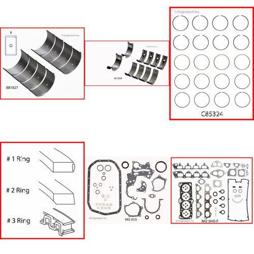 Enginetech RMMI2.0AP Engine ReMain Kit for 1992-1992 Mitsubishi 2.0L 4-Cyl Standard Bore (3.345")