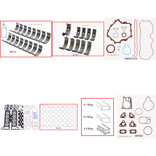 Enginetech RMGM281AP Engine ReMain Kit for 1995-1996 Cadillac 4.6L V8 .020" Over Bore (3.680")
