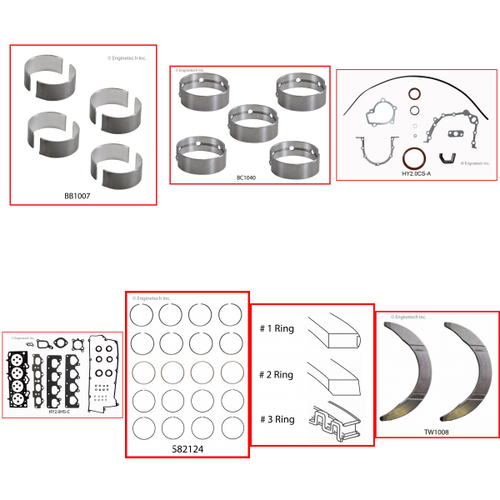 Enginetech RMHY2.0BP Engine ReMain Kit for 2008-2011 Kia 2.0L 4-Cyl .020" Over Bore (3.250")