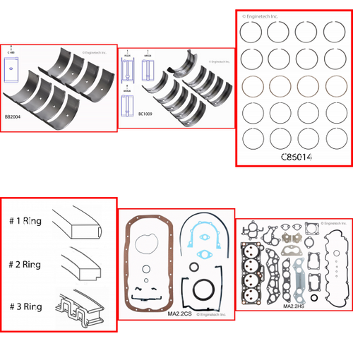 Enginetech RMMA2.2P Engine ReMain Kit for 1988-1992 Mazda 2.2L 4-Cyl .040" Over Bore (3.425")