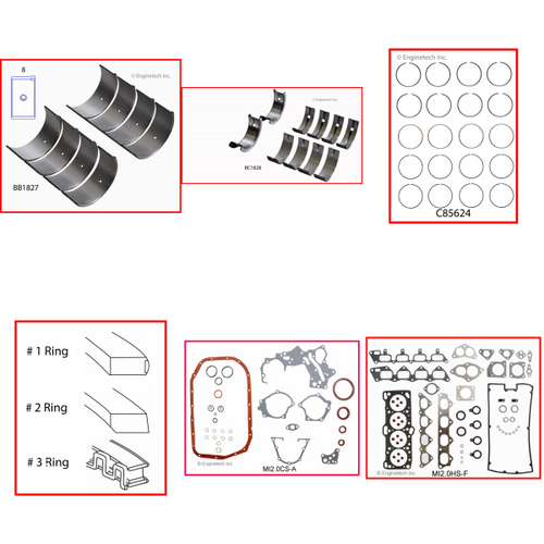 Enginetech RMMI2.0BP Engine ReMain Kit for 1995-1997 Mitsubishi 2.0L 4-Cyl .040" Over Bore (3.385")